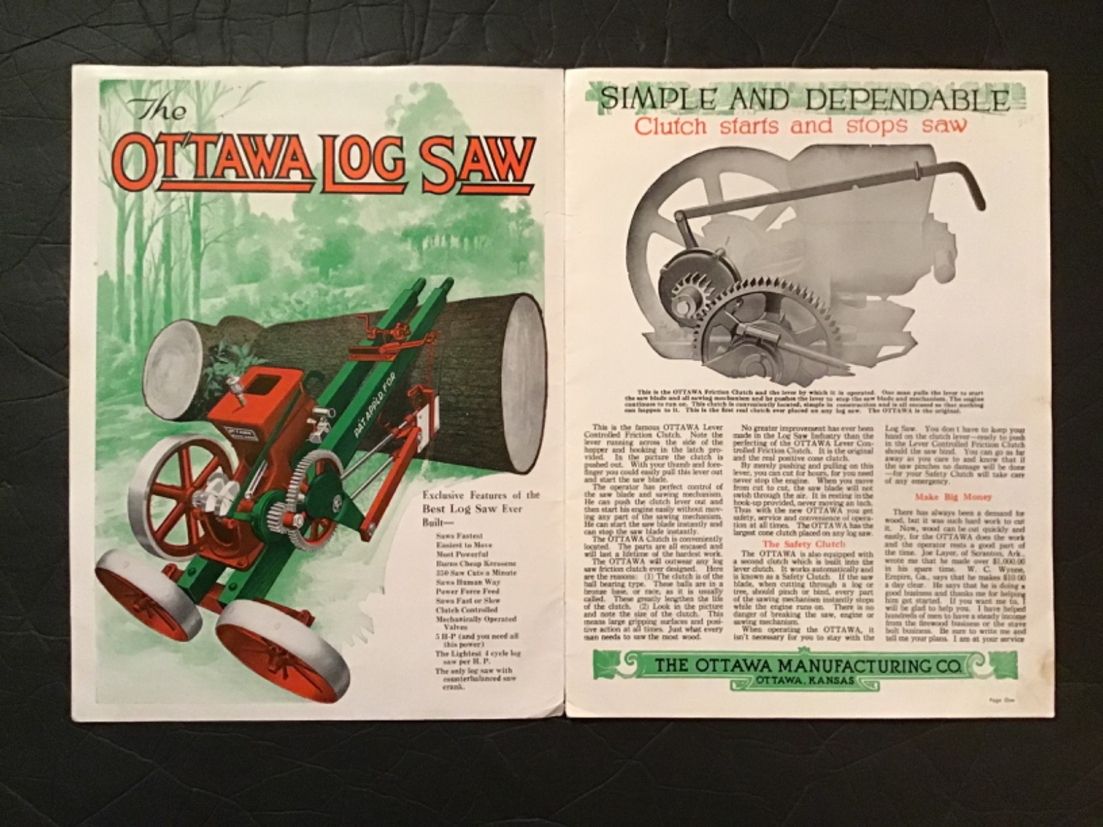 CIRCA 1920S OTTAWA SAW SALES CATALOG, OTTAWA, KANSAS