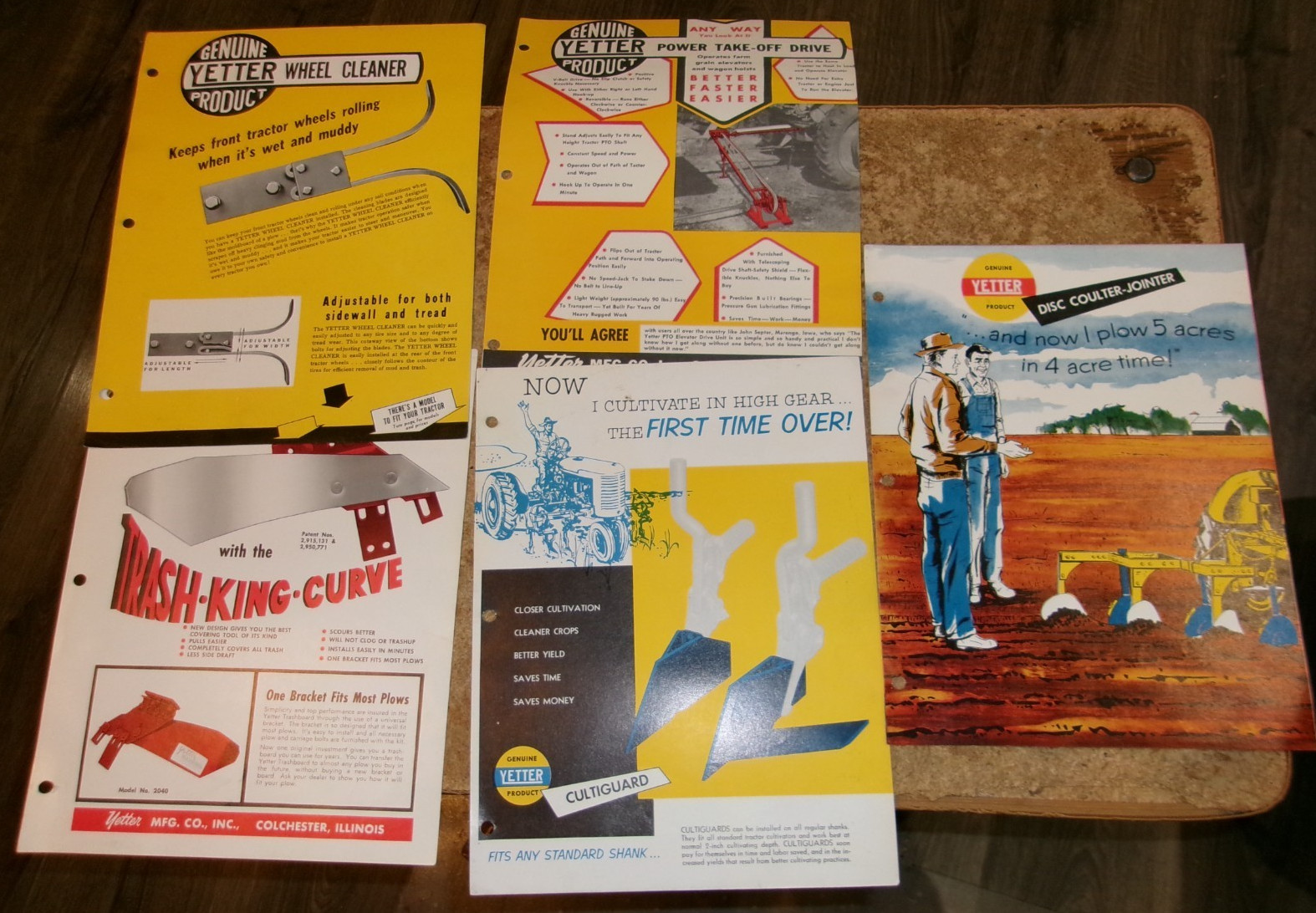 5-lot vintage yetter equipment attachments 1+2 page brochures good used