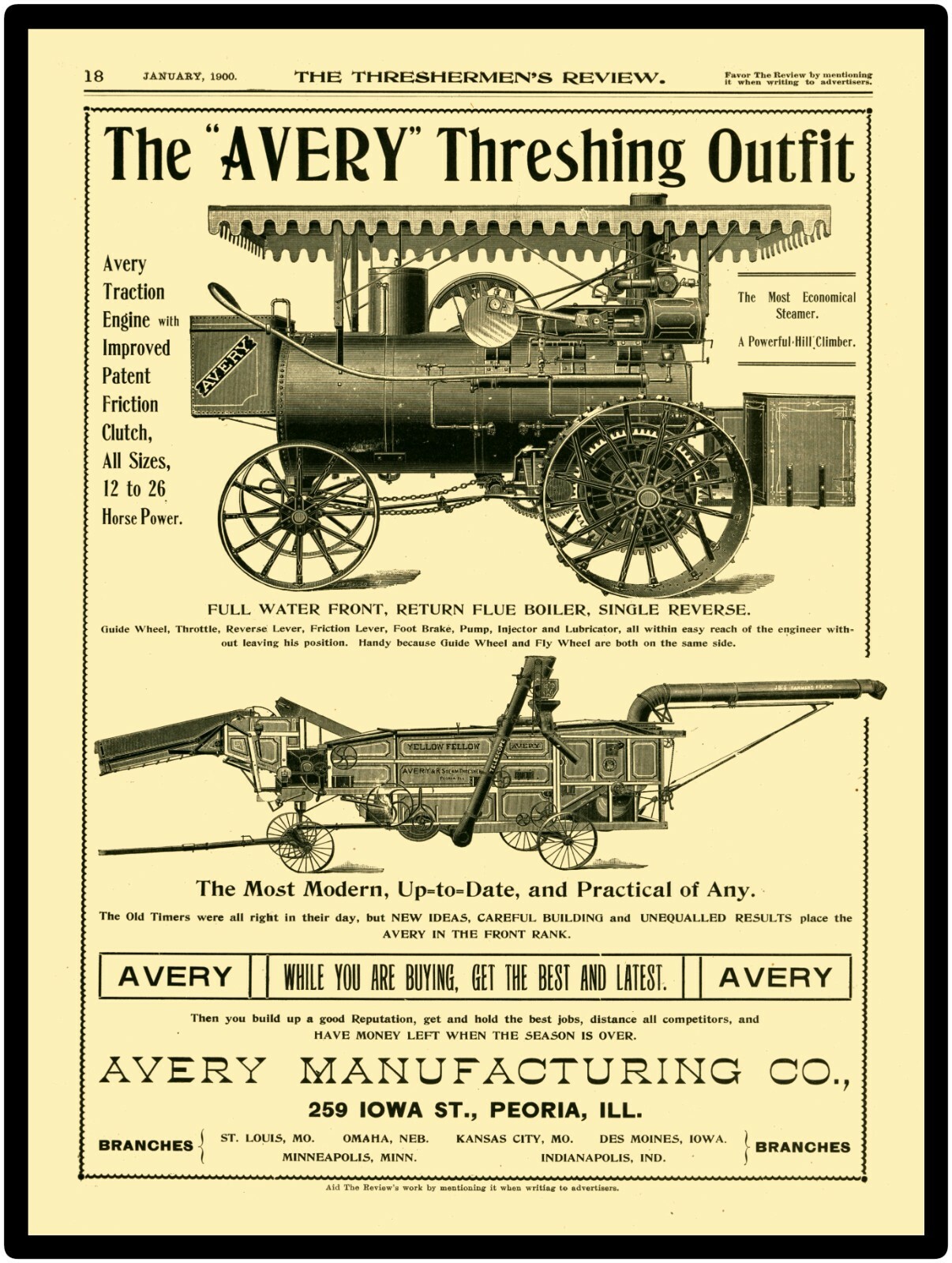 1900 Avery Threshing Machines NEW Metal Sign 24&Prime; x 30&Prime; USA STEEL XL Size – 7 lbs