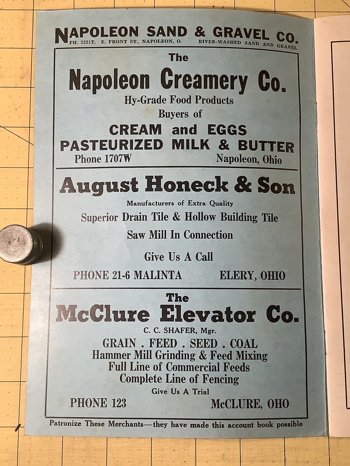 Vintage Farm Account Book L.S. Dunbars Implement Store Napoleon Ohio INV-P1127