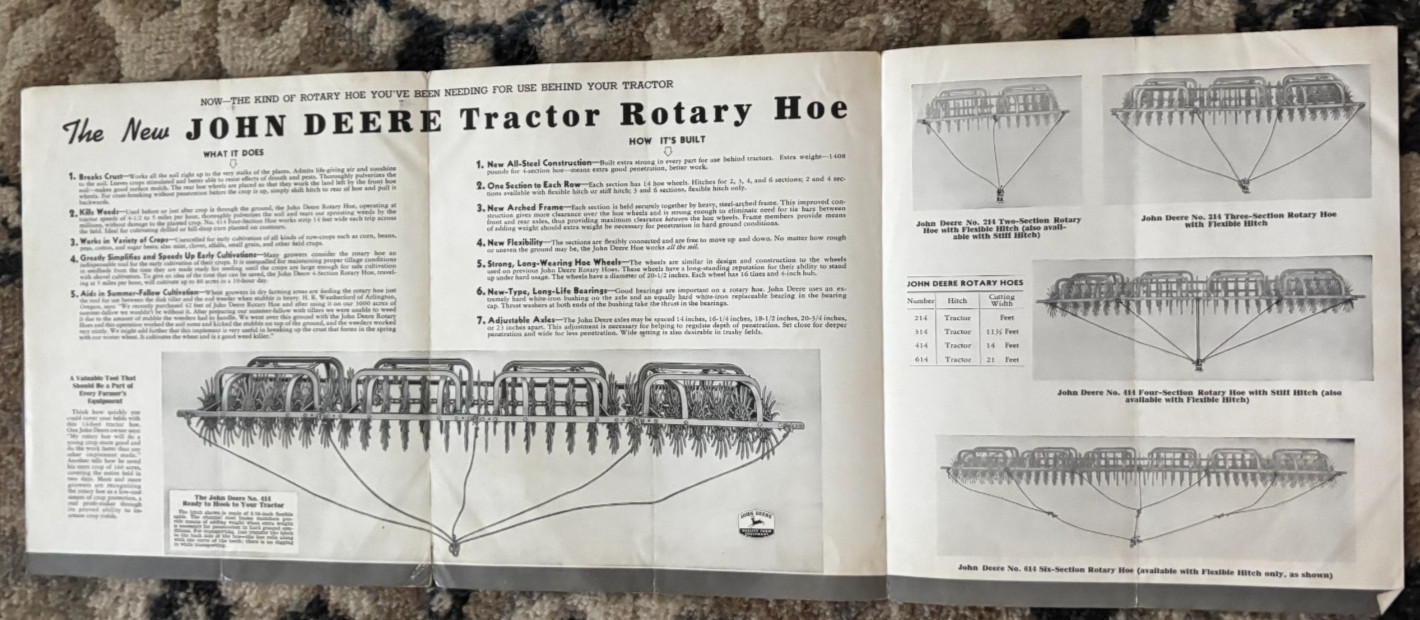 John Deere Rotary Hoes For 1953 Brochure DCPA26
