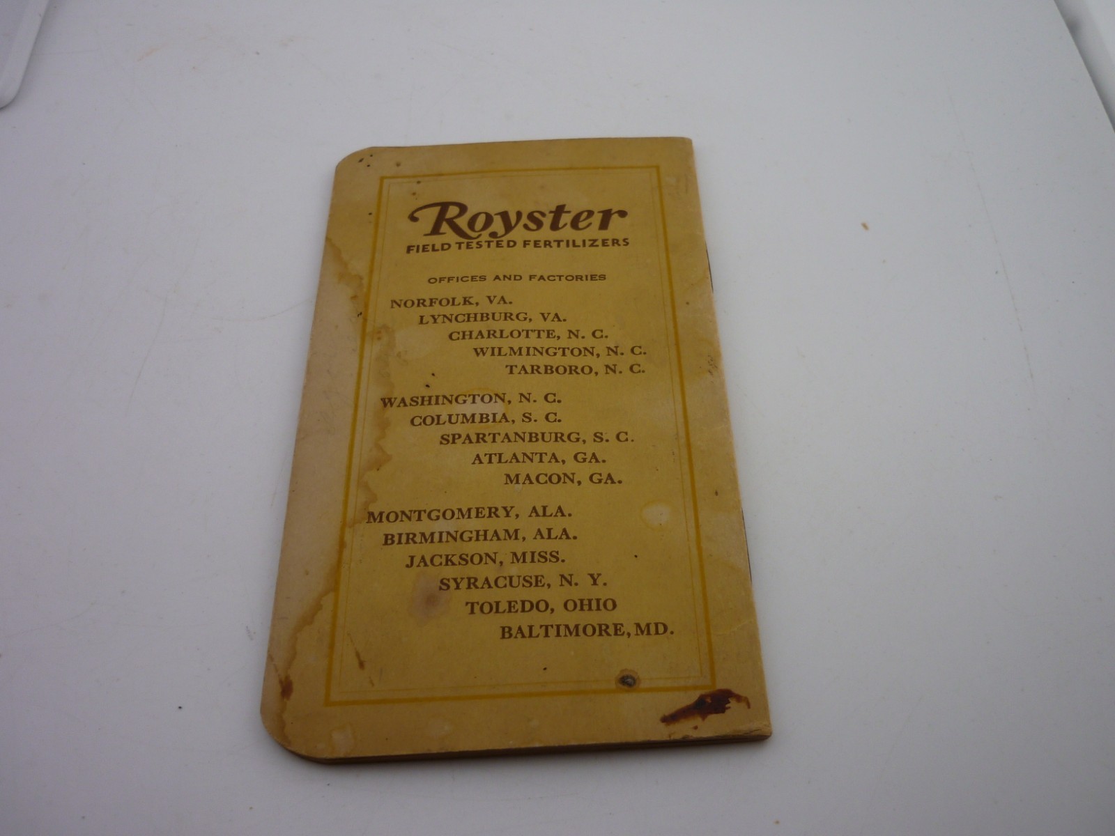 1932 F.S. Royster Guano Co Pocket Calendar Memorandum Book Norfolk VA Farm Adv