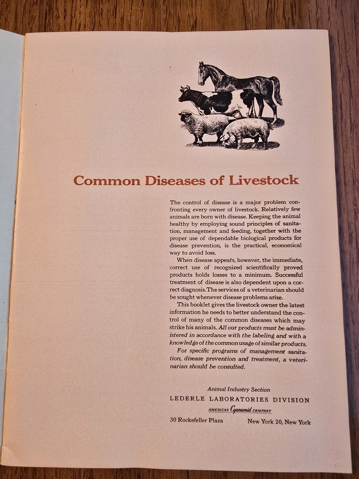 Common Diseases Of Livestock : Lederle 1952