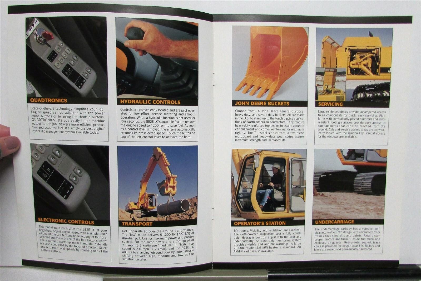 1993 John Deere 892E LC Excavator Specifications Construction Sale Brochure