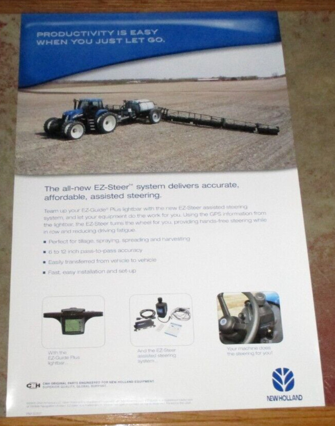 New Holland « EZ Steer » with TG255 Tractor Poster 23&Prime;x36&Prime; 2015 2005 NH ORIGINAL!