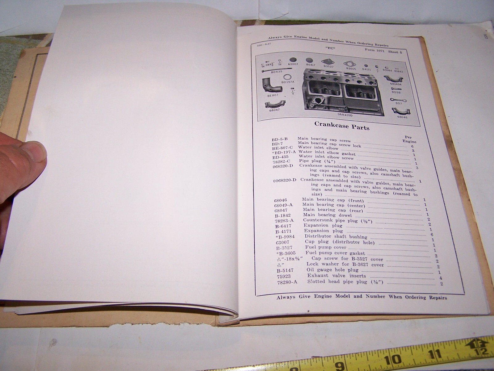 WAUKESHA FC Tractor Engine Power Unit Parts Book List Hit Miss Gas Engine Steam