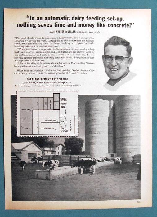Original 1961 Dairy Ad Photo Endorsed by Walter Mueller of Shawano, Wisconsin