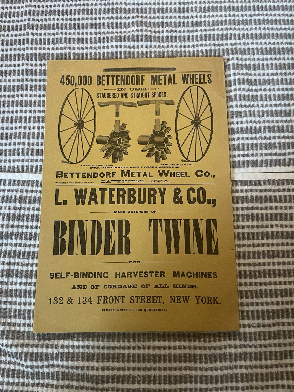 The Farm Implement News. Vo1 Jan 1889 Reprinted In 1969