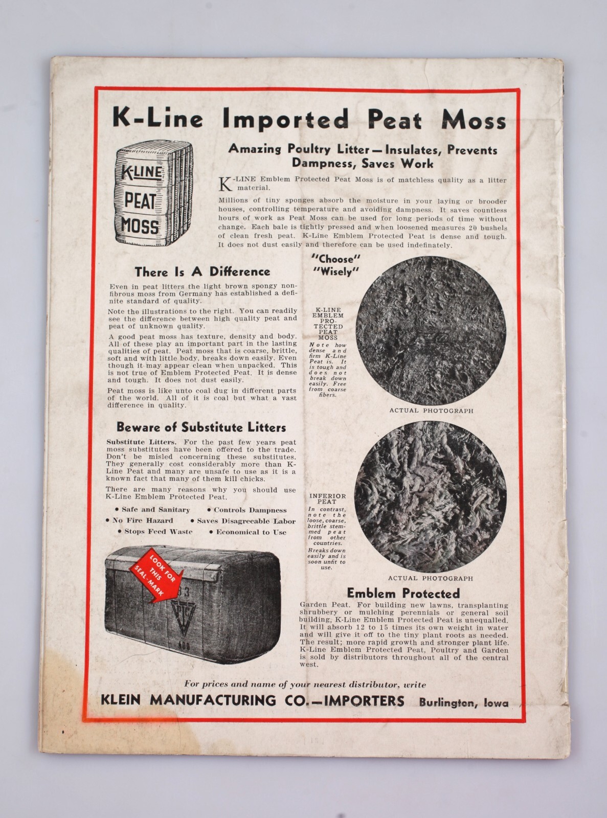 1936 Klein Mfg. Co. Poultry Supplies Farm Tanks Troughs Catalog Burlington Iowa