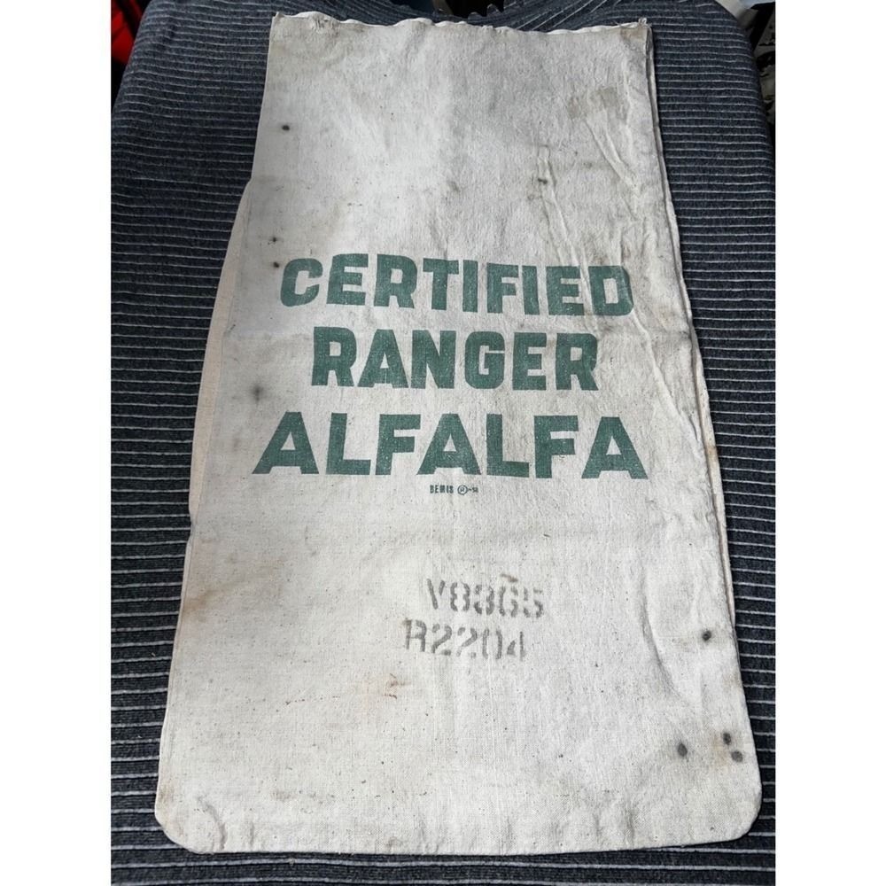 Vintage Bemis Chase Alfalfa Seed Bags Cotton Canvas Farmhouse Decor Lot of 2