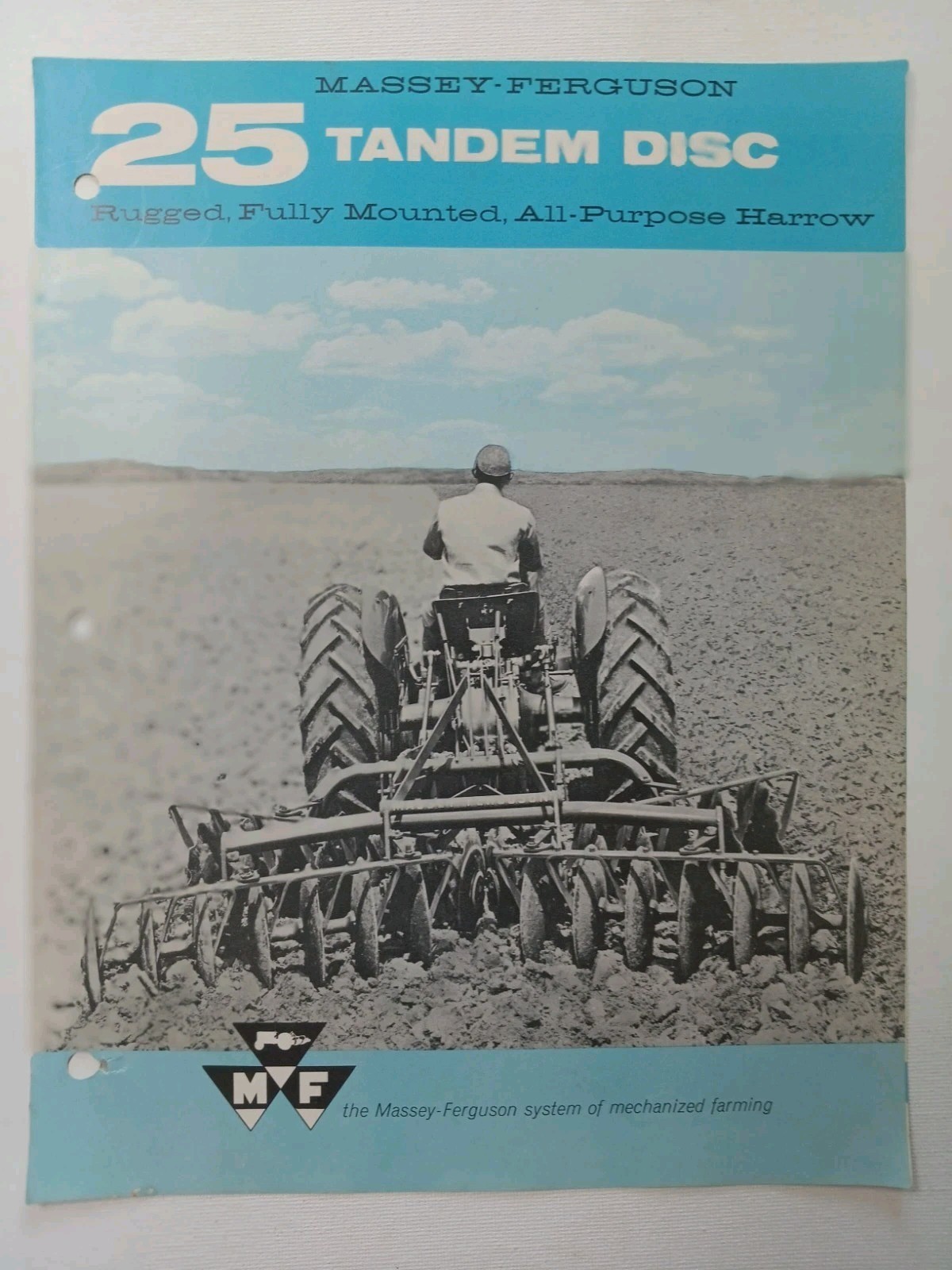 Vintage Massey Ferguson MF 25 Tandem Disc Harrow Dealer Mailer Brochure AD