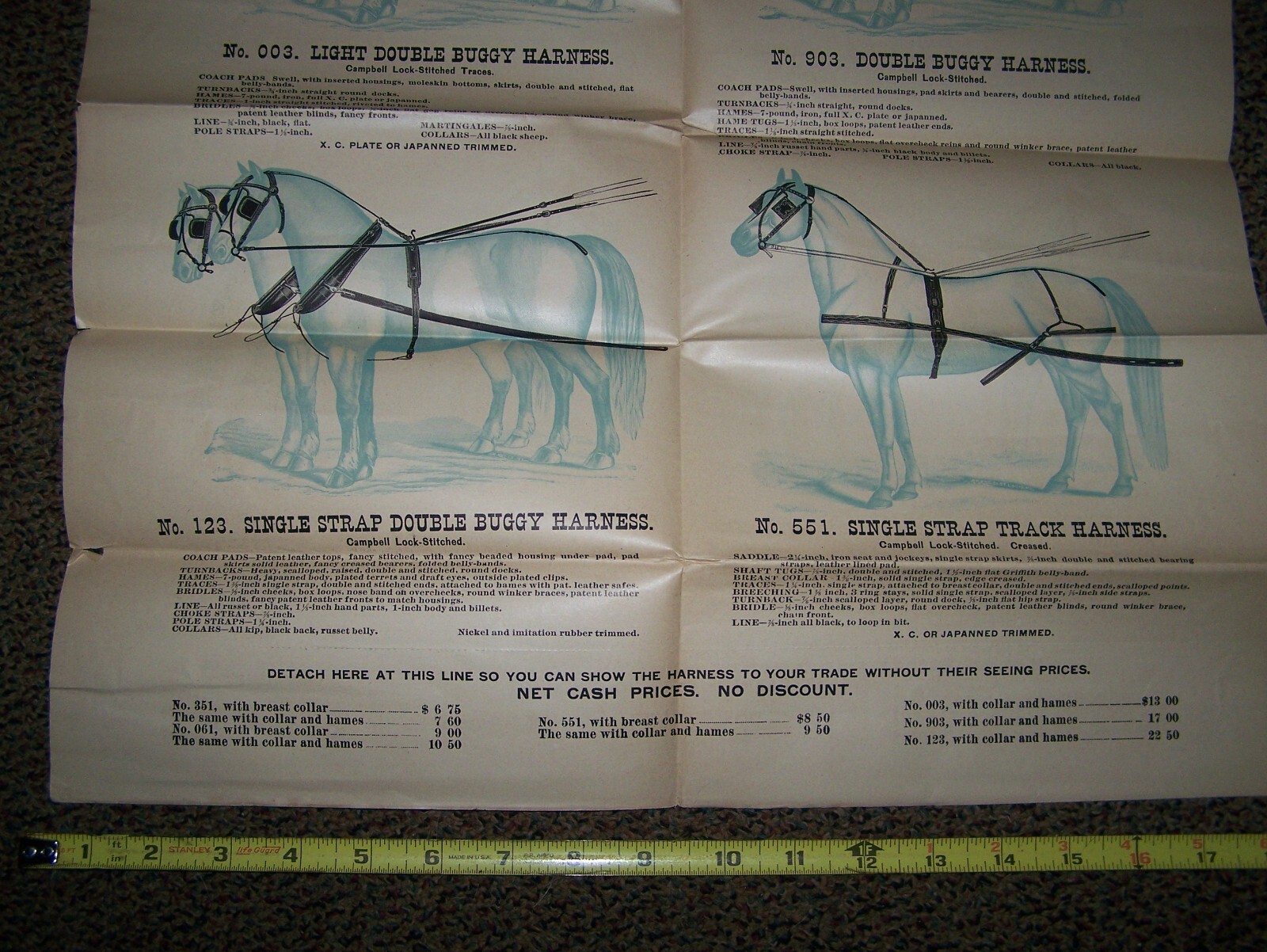 BANNER HARNESS Horse Farm Implement Sales POSTER Horse Drawn Implement Buggy WOW