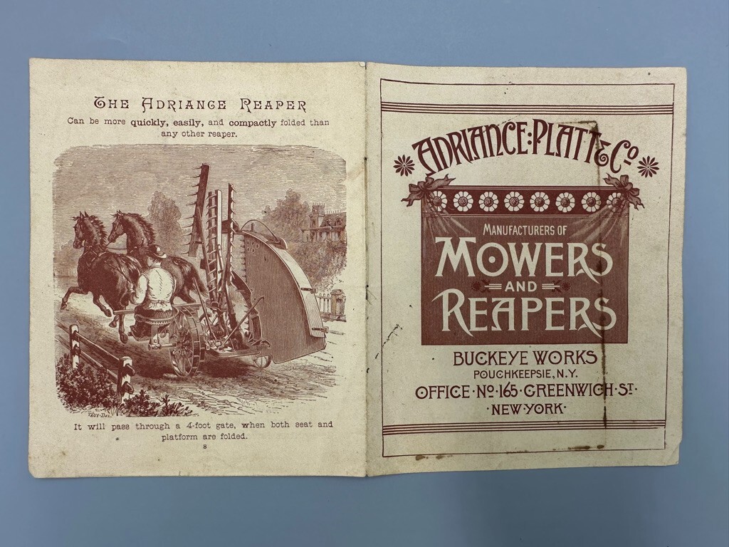 1885 BUCKEYE Works MOWER Reaper Adriance Platt FARM Advertising Trade Card Era