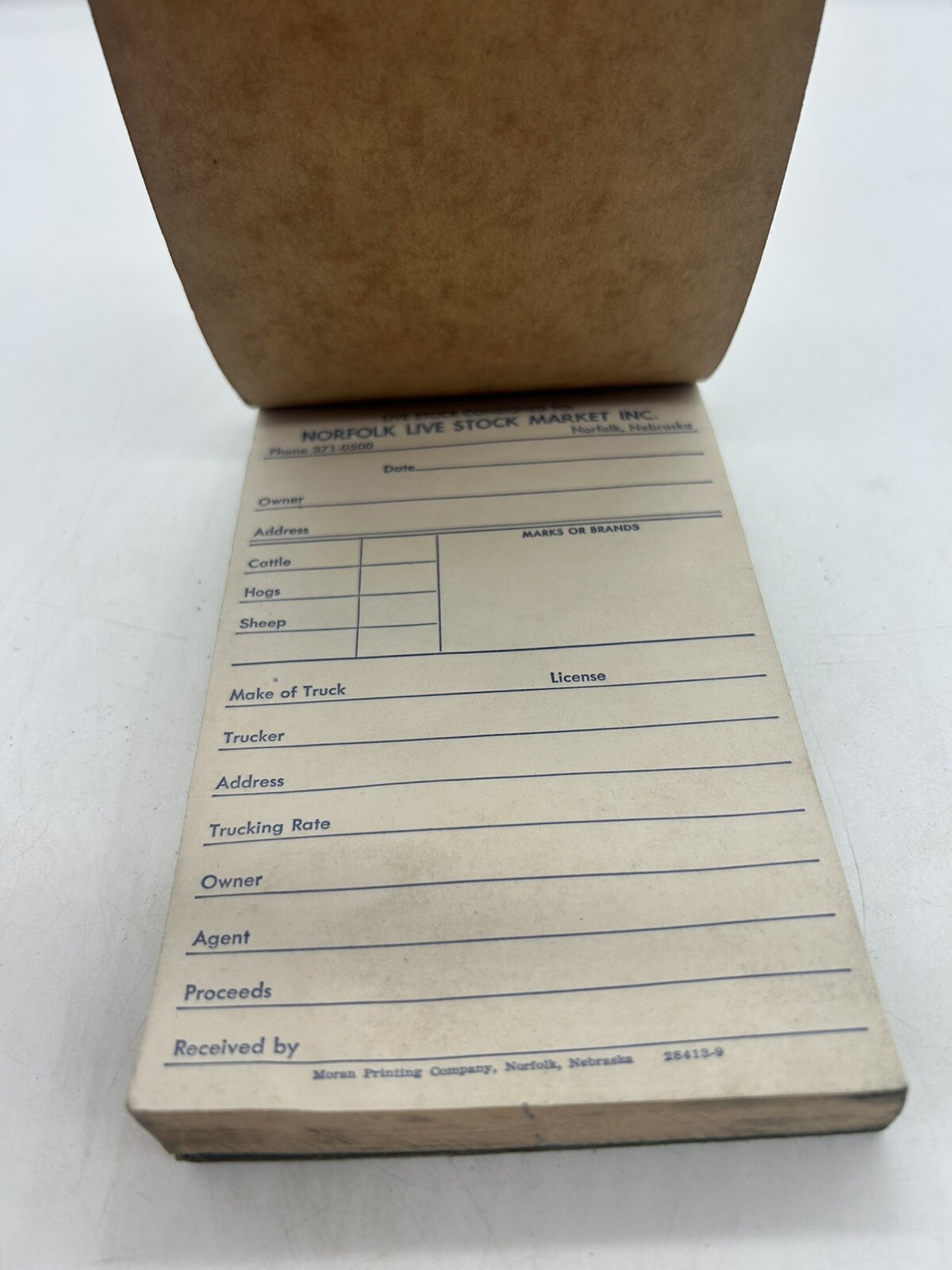 NORFOLK NEBRASKA STOCK YARD COMMISSION TRUCKER DELIVERY RECEIPT BOOK CARBON COPY