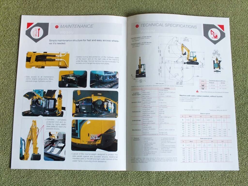 YANMAR ViO50U Compact Hydraulic Excavator Brochure Prospekt 2013