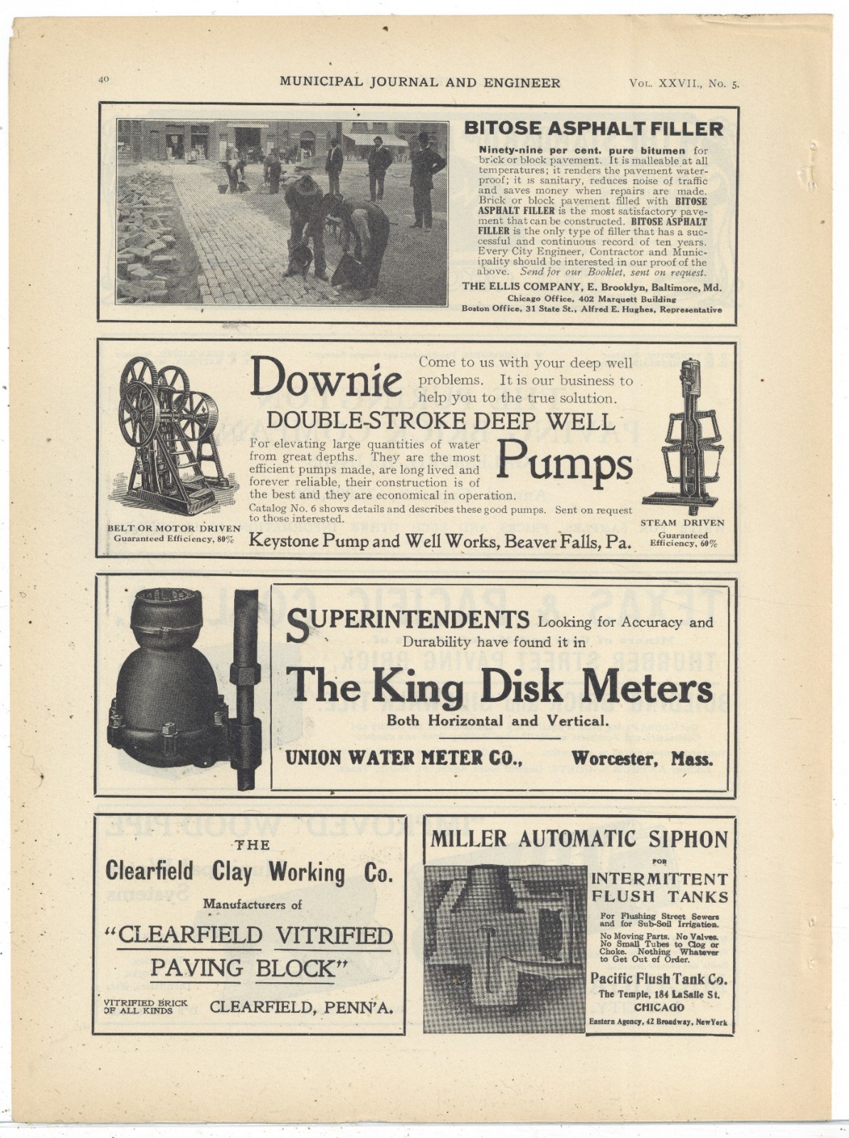 1909 Keystone Pump & Well Works Beaver Falls PA Ad: Downie Deep Well Pump