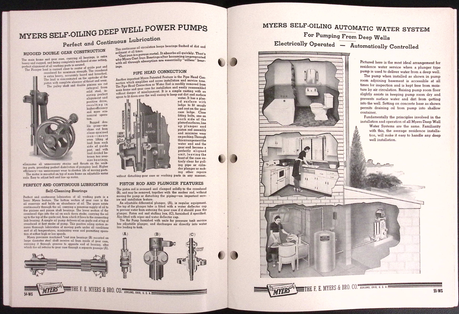 1949 Myers Water Systems & Power Pumps Catalog WS49 F E Myers & Bro Ashland OH