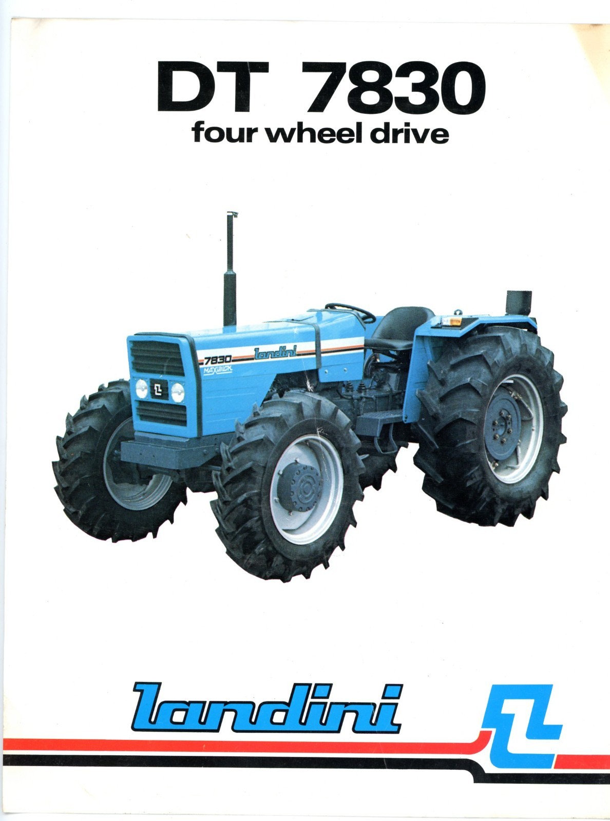 Landini DT 7830 4 Wheel Drive Tractor 1983 sales brochure