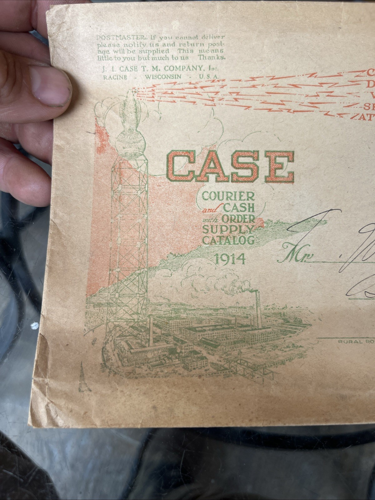 Antique 1914 Case Steam Tractor Engine Envelope, Bela Pa. Clarion Co., Eagle