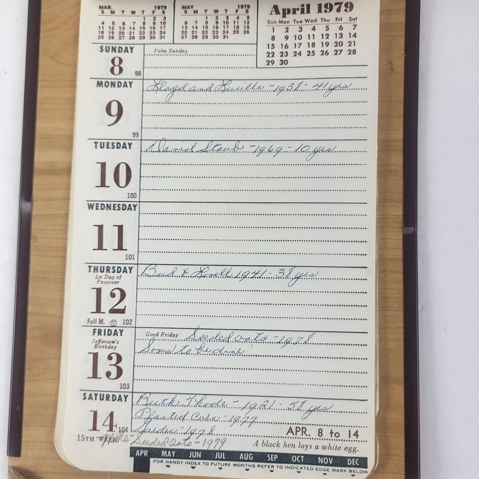 Vintage Eldridge Cooperative Co Brown Wall Calendar Sign 1979 Iowa Advertising