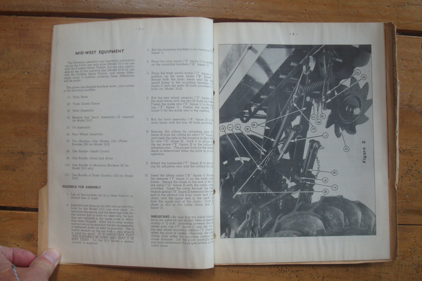 1951 Mid-West One-Way Equipment For Fordson Major Tractor Operating Instructions