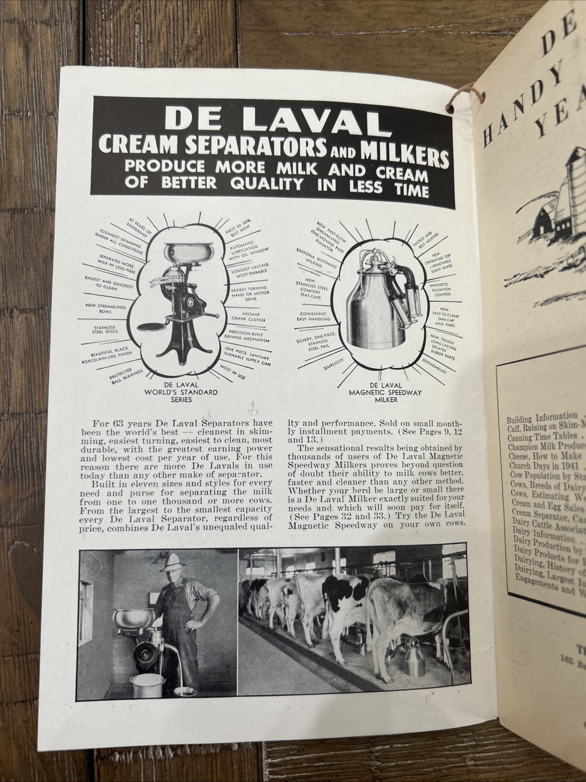 De Laval Handy Reference Yearbook 1941 George G Mill Implement Co. Montana.