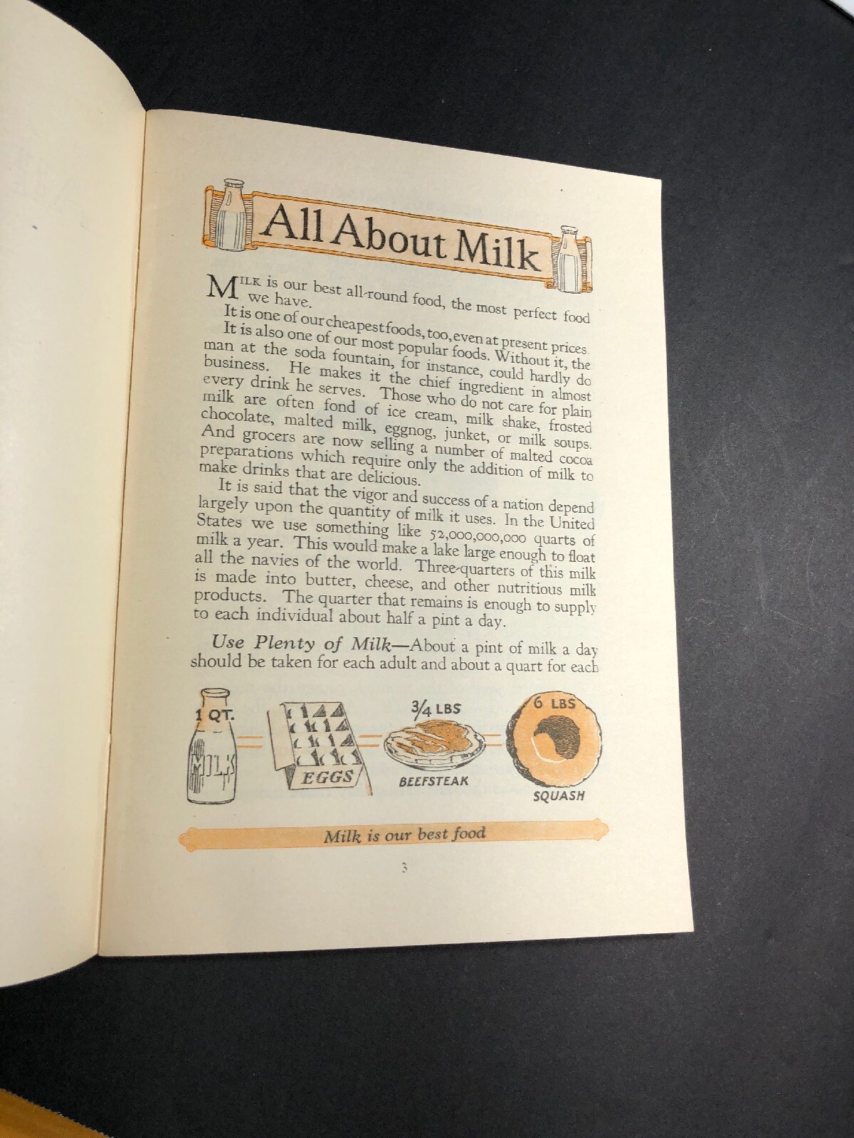 Booklet 1925 All About Milk Cow Farm Kids Agricultural Farming Graphics MINTY