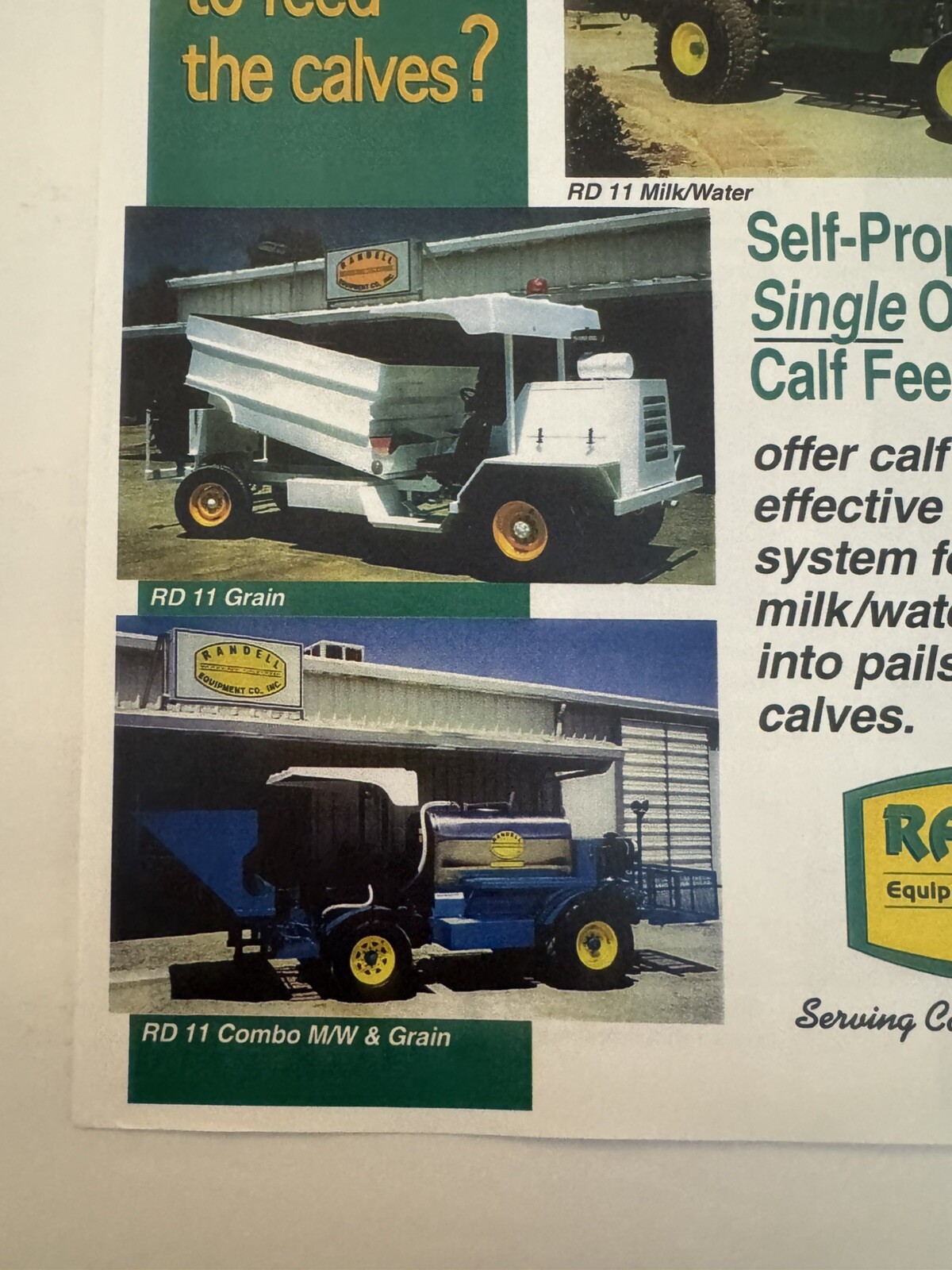 Randell Equipment Co. Calf Feeders 2-Page 2006 Dealer Sales Brochure Farm Tools