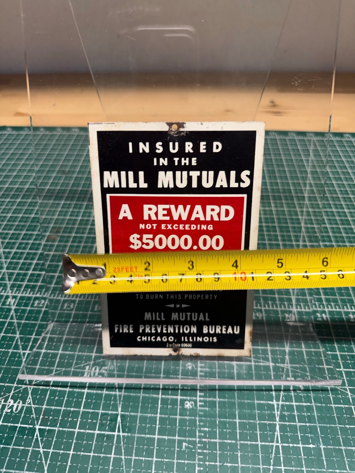 Vintage Tin Litho Mill Mutuals Farm Mill Insurance Company Sign