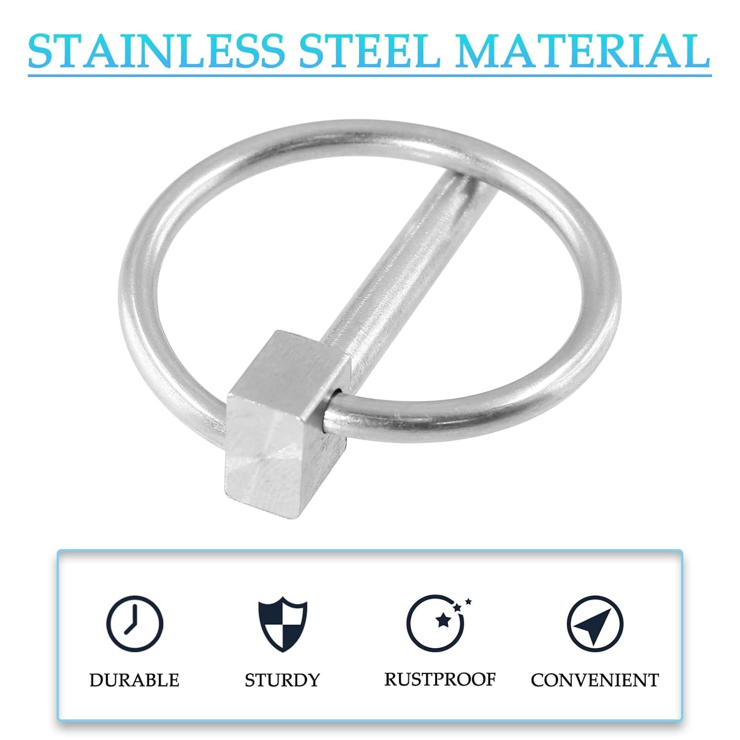 2 Pcs Heavy Duty Lynch Pin, Stainless Steel 3/16&Prime; X 1-1/4&Prime; Linch Pin with Ring f