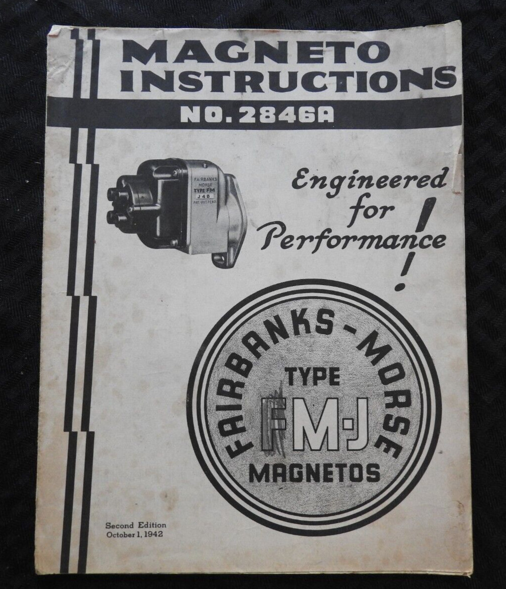 1942 Fairbanks Morse Model FM-J Magnetos Owners&rsquo; Instruction Manual RARE