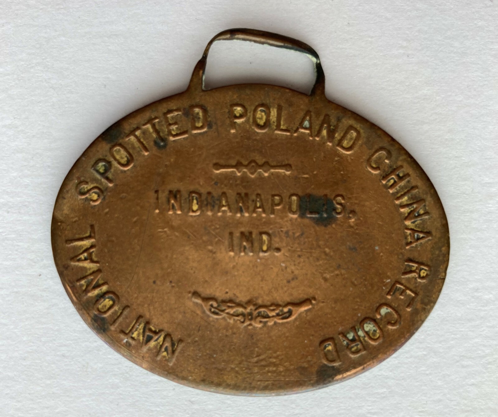 1920 National Spotted Poland China Record Watch Fob, Indianapolis, Indiana
