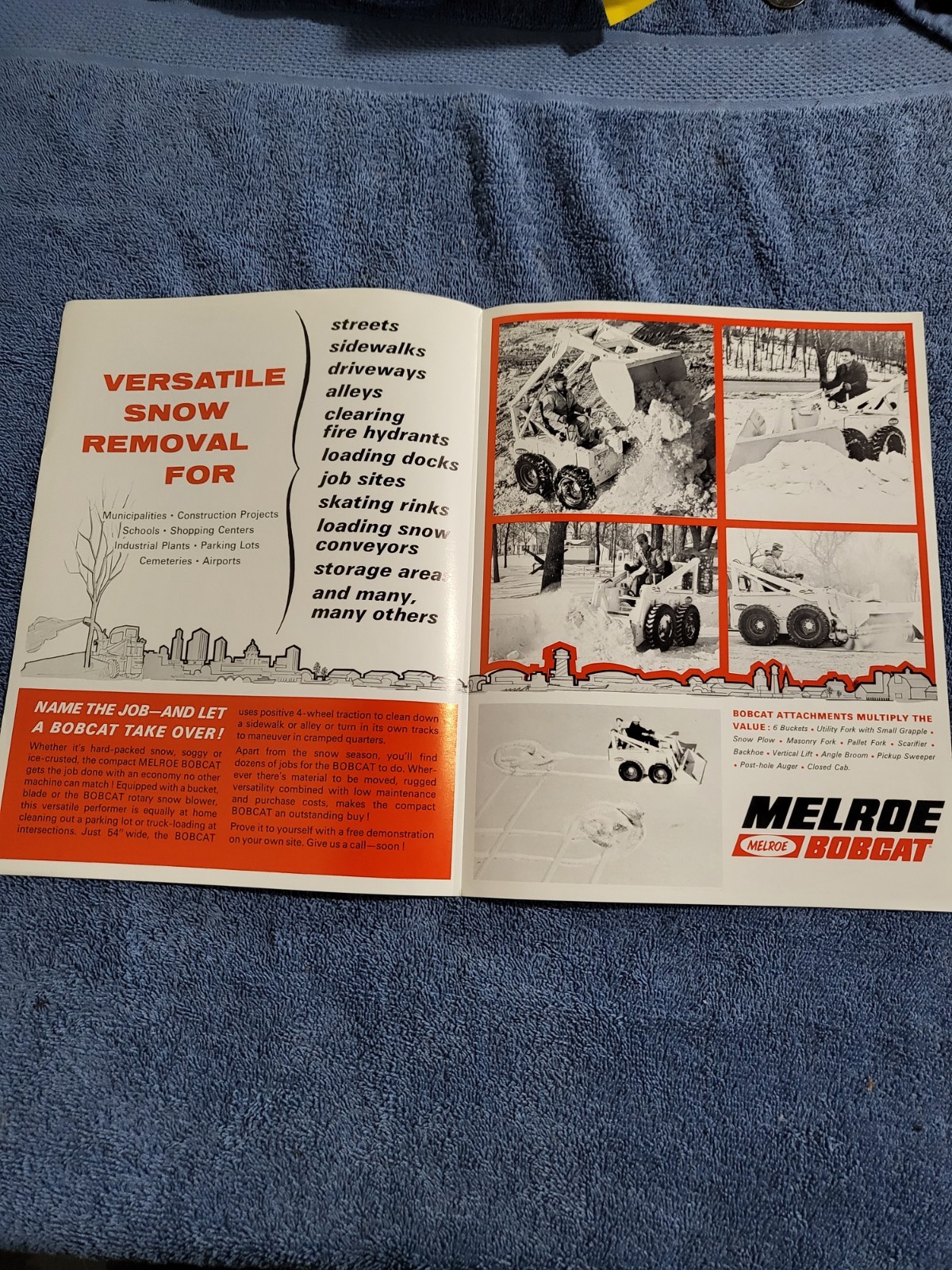 BROCHURE Vintage Melroe Bobcat M44 500 600 Skid Steer Loader Onan Kohler Wi 1966