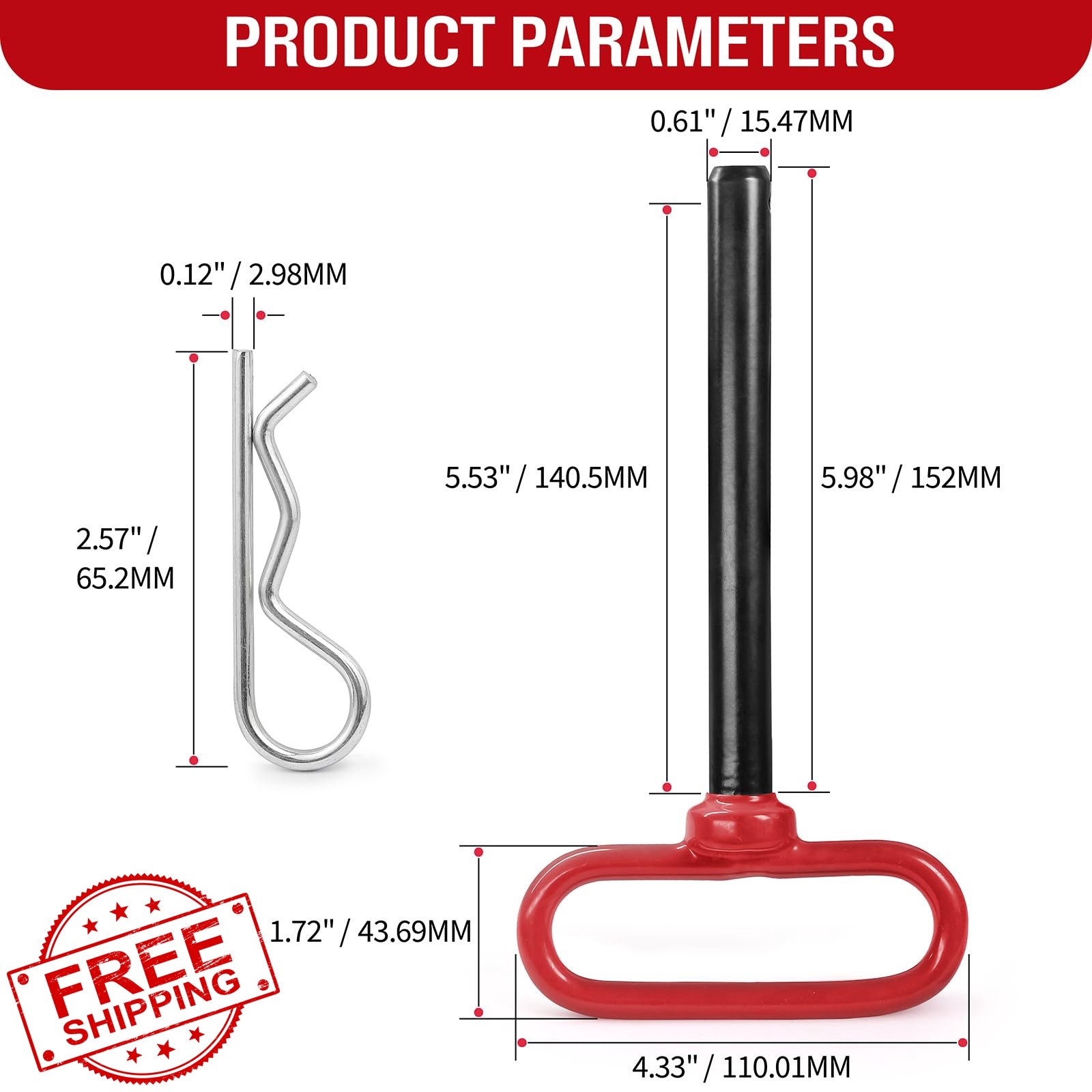 Jamiikury Trailer Hitch Pin 5/8 x 5-1/2 2pk