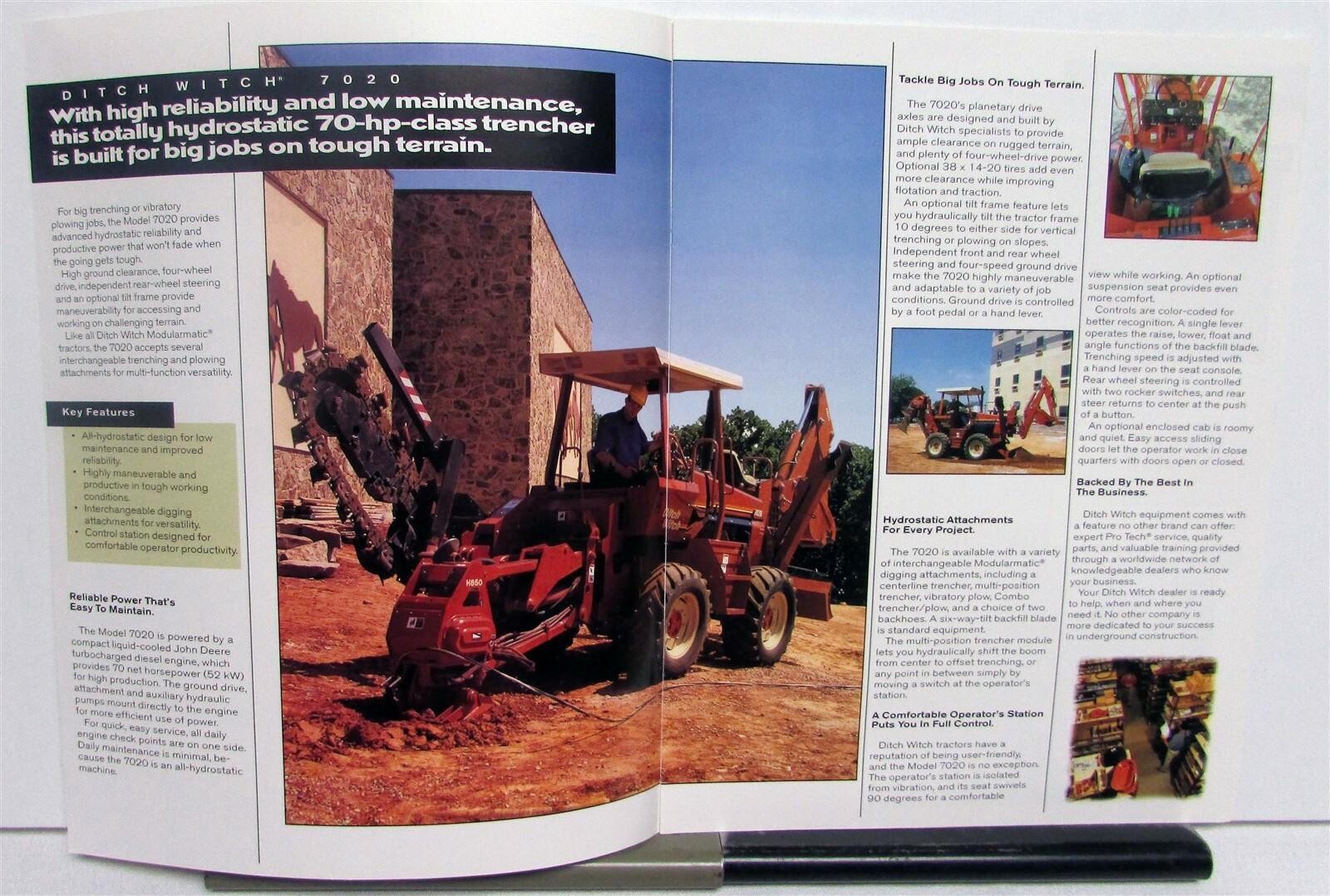 1997 Ditch Witch 7020 Trencher Specifications Construction Sales Brochure