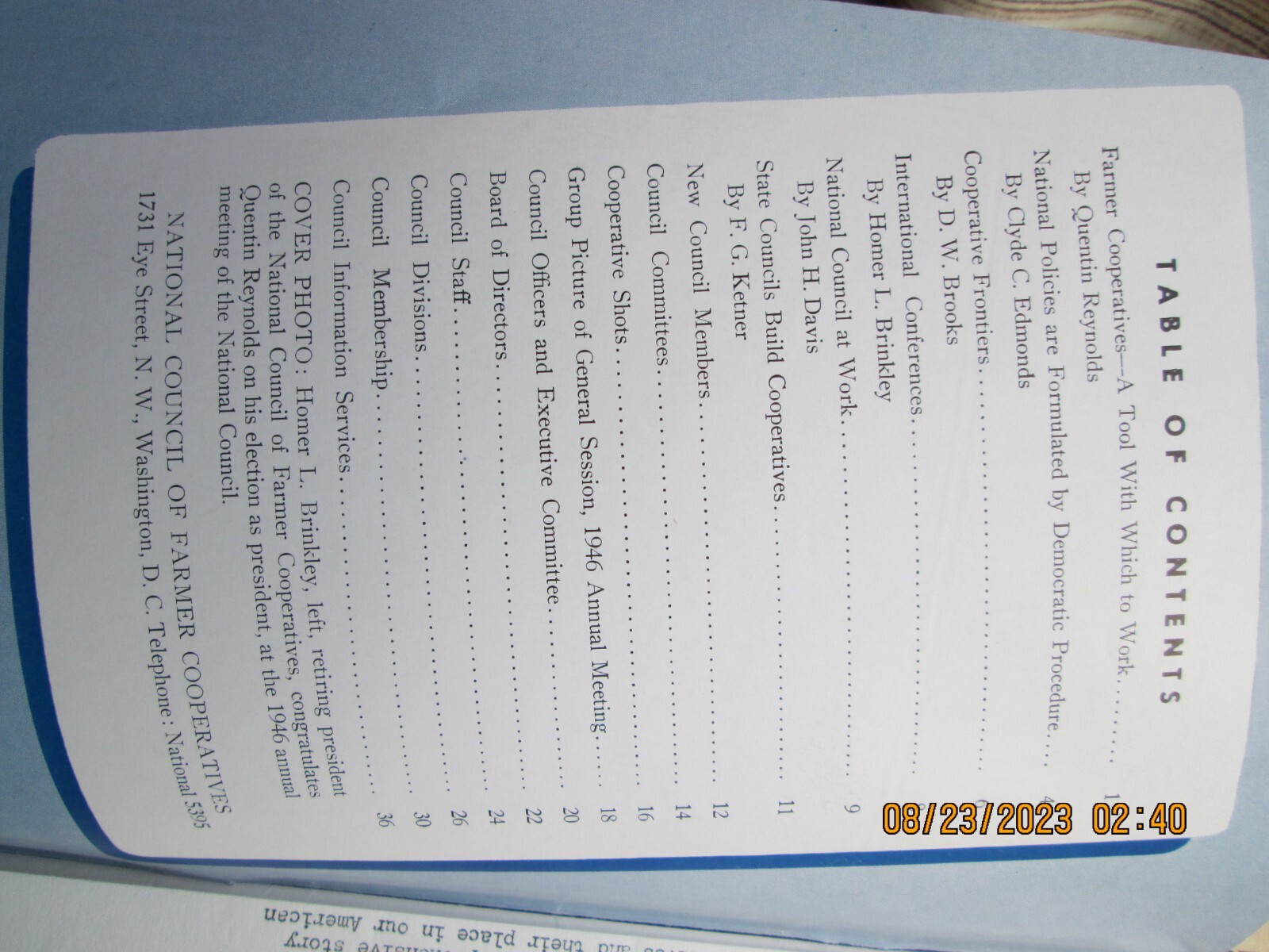 national Council of Farmer cooperatives Blue Book 1946