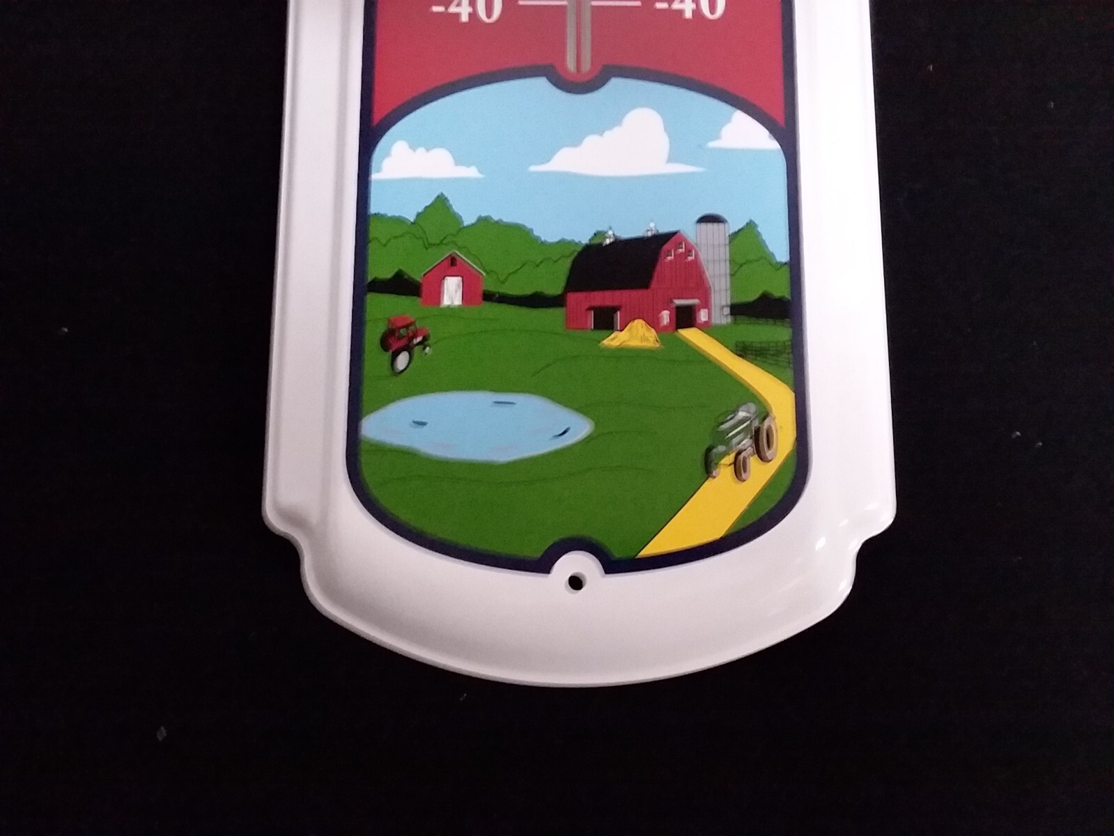 vtg FARMING TRACTOR FARM ADVERTISING THERMOMETER 27&Prime; BARN SIGN,GARAGE,MAN CAVE
