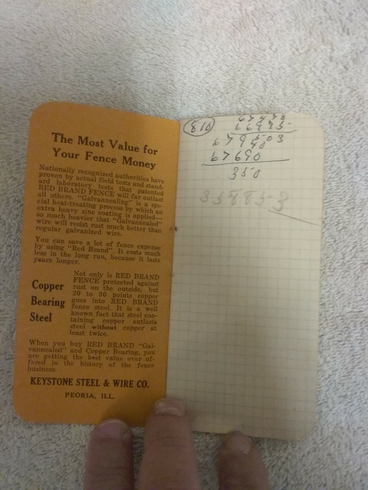 Advertising – Red Brand Monarch Fence Keystone Steel & Wire memo book