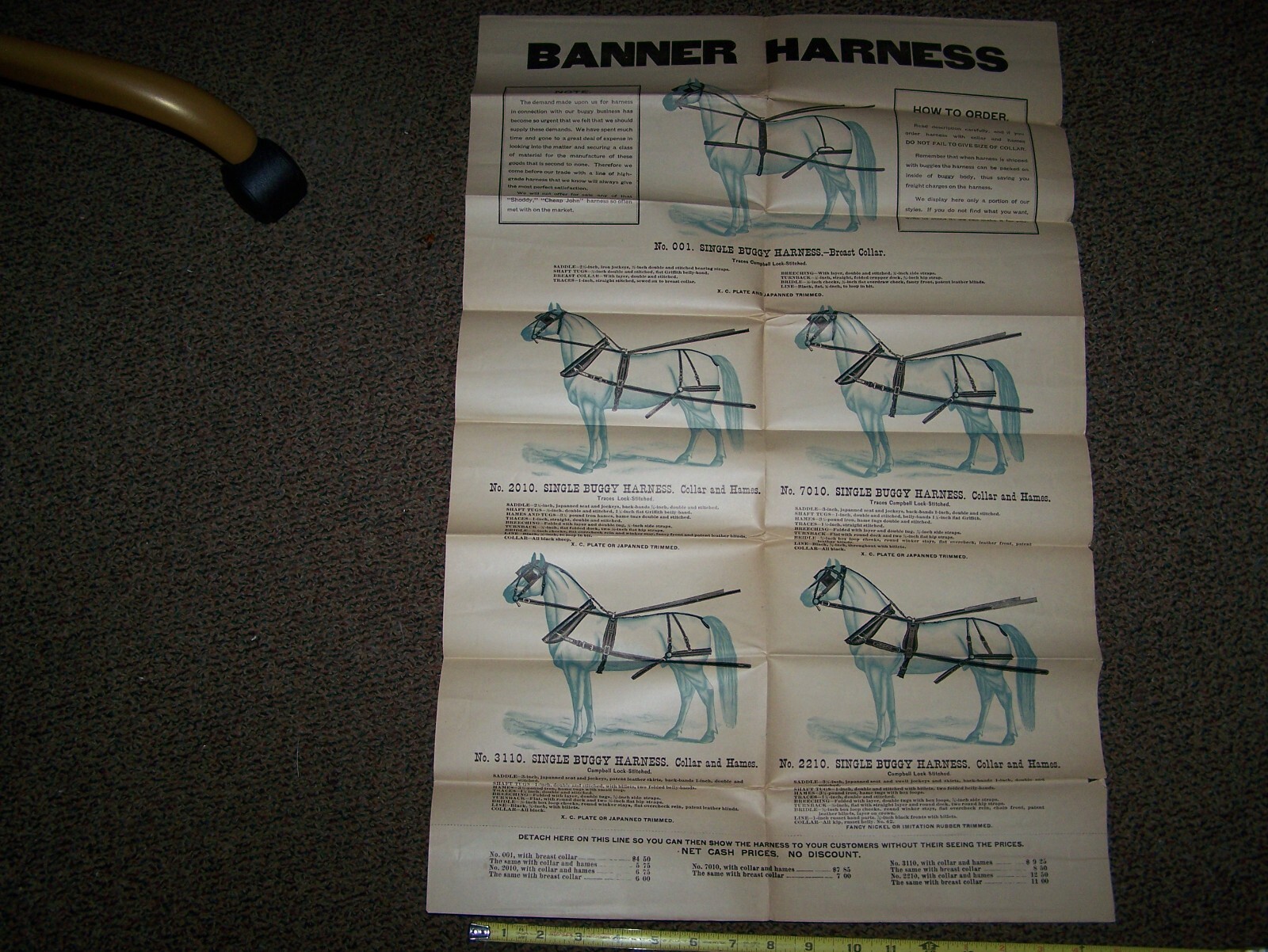 BANNER HARNESS Horse Farm Implement Sales POSTER Horse Drawn Implement Buggy WOW