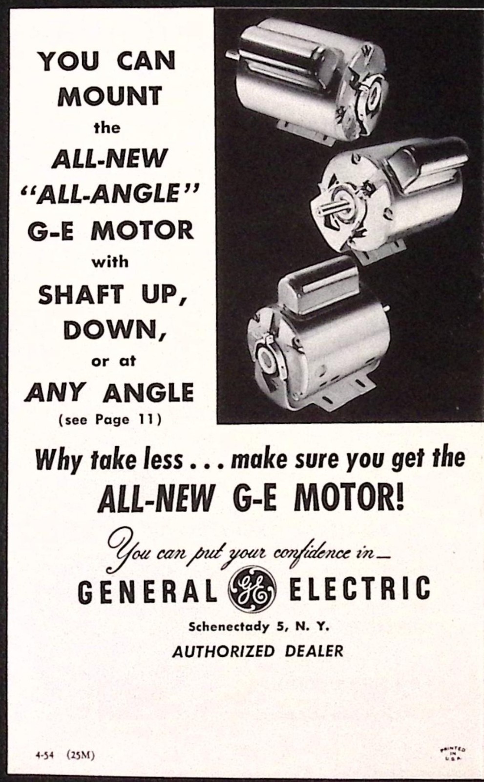 1954 General Electric Hoe to Choose Your Motor Brochure Schenectady NY