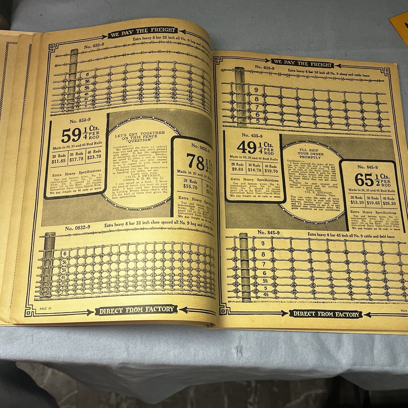 Vintage Sales Catalog Brown Fence Gate Barbes Wire