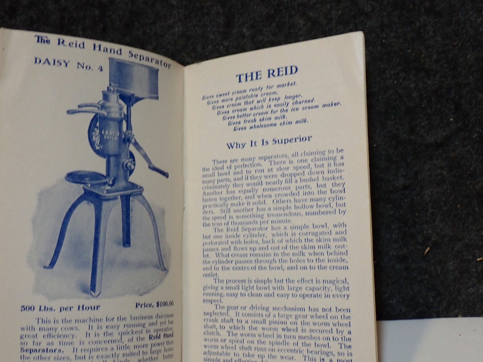VINTAGE 1905 – 1906 THE REID CREAM SEPARATOR ADVERTISING CATALOG
