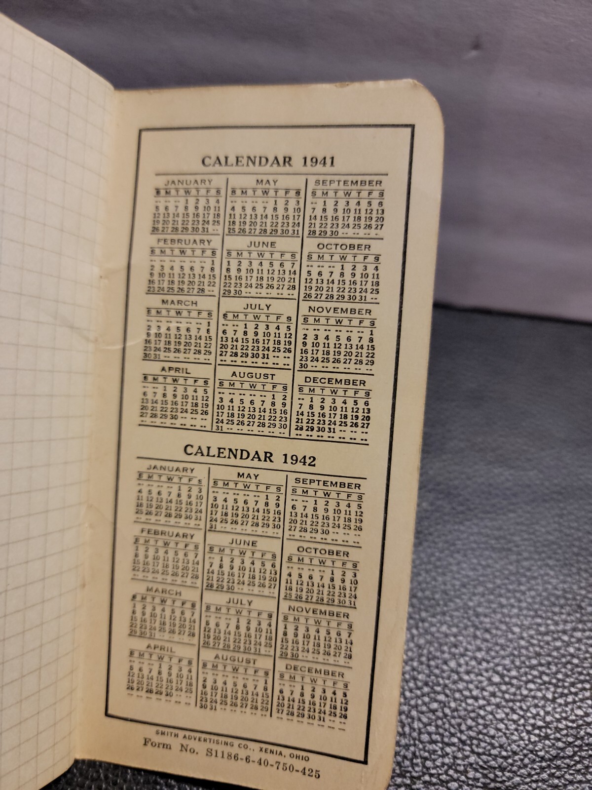 1941 – 1942 PLYMOUTH BINDER TWINE Note Pad / Calendar/ Farming