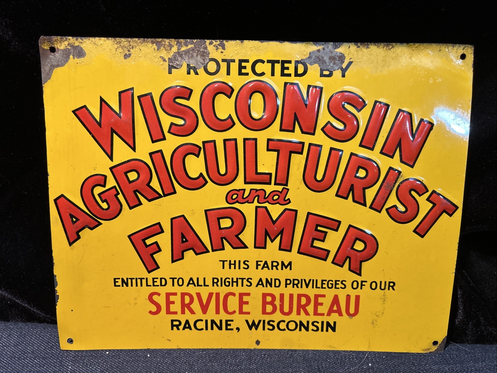 Vintage Original Protected By Wisconsin Agriculturalist Farmer Service Bureau