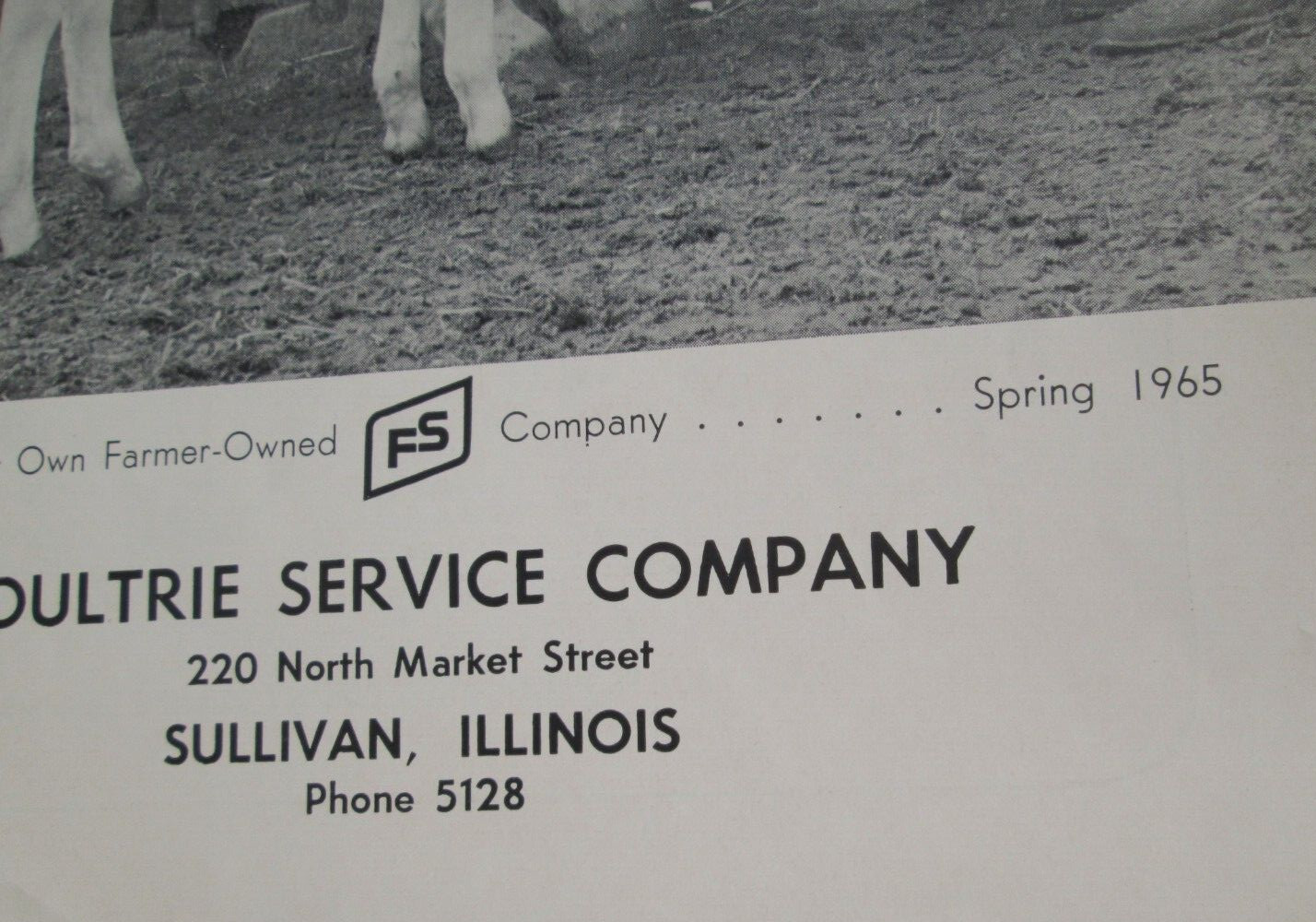 1965 FS Farmers Service Company Moultrie County IL. Patron&rsquo;s Guide Advertising