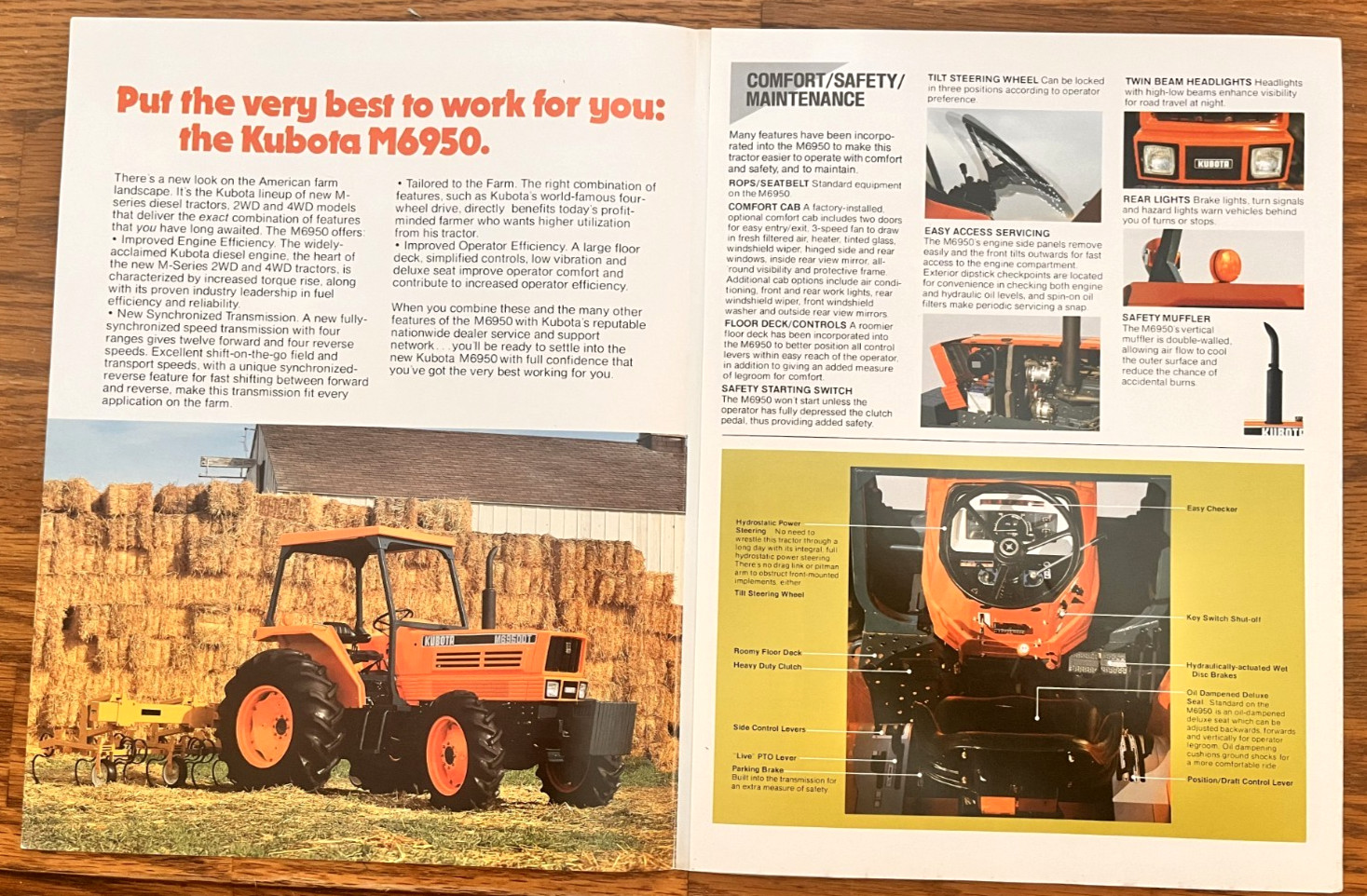 Kubota M6950 Diesel Tractor 2WD 4WD 1985 sales brochure