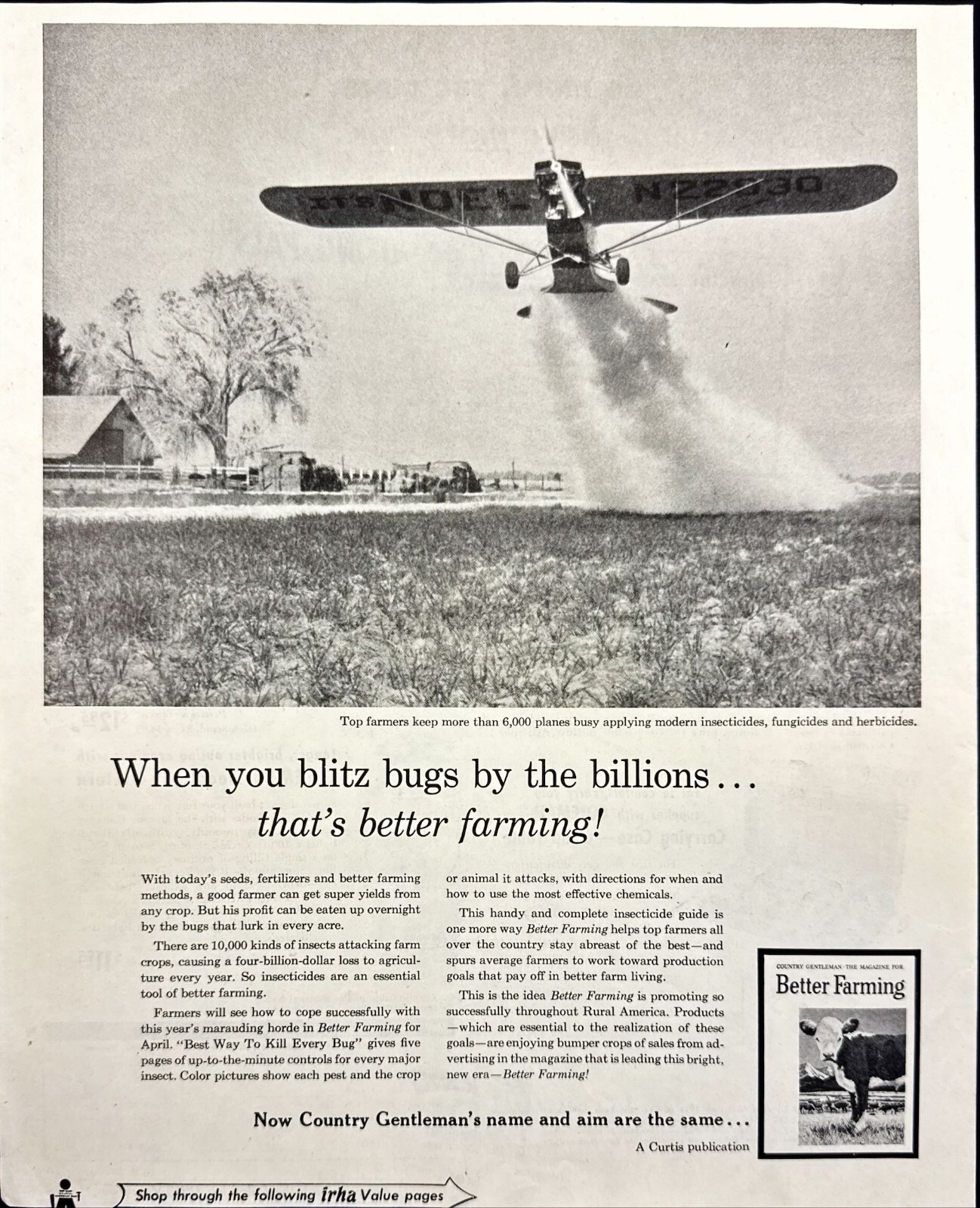 Better Farming Magazine Crop Dusting Vintage Print Ad 1955