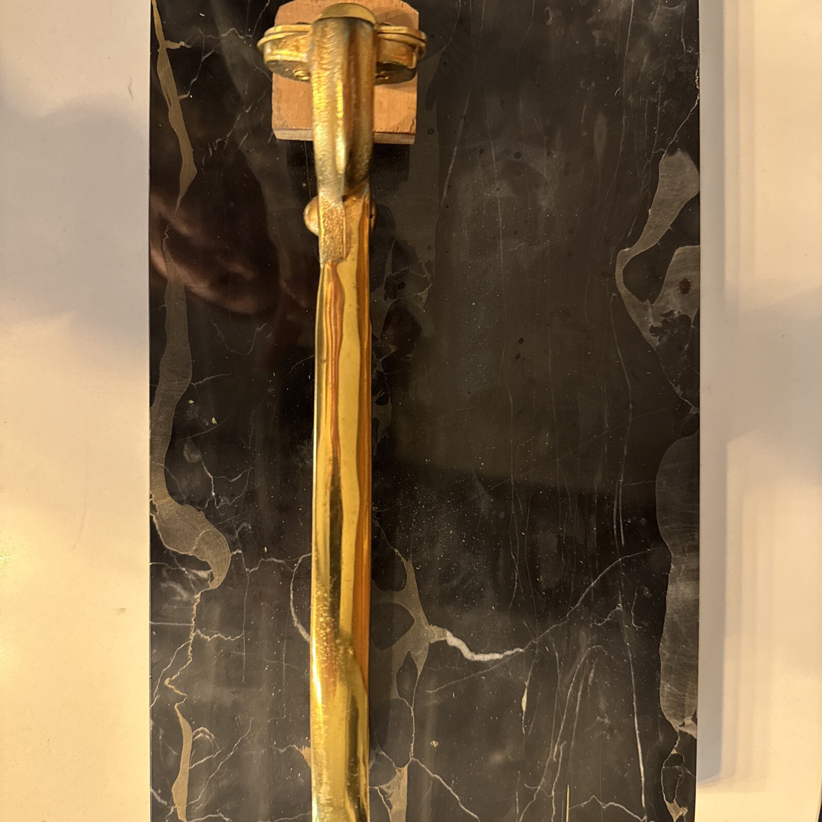 Vintage Decker Tool Animal Marker Brass Tone on Black Marble Base Keokuk IA USA