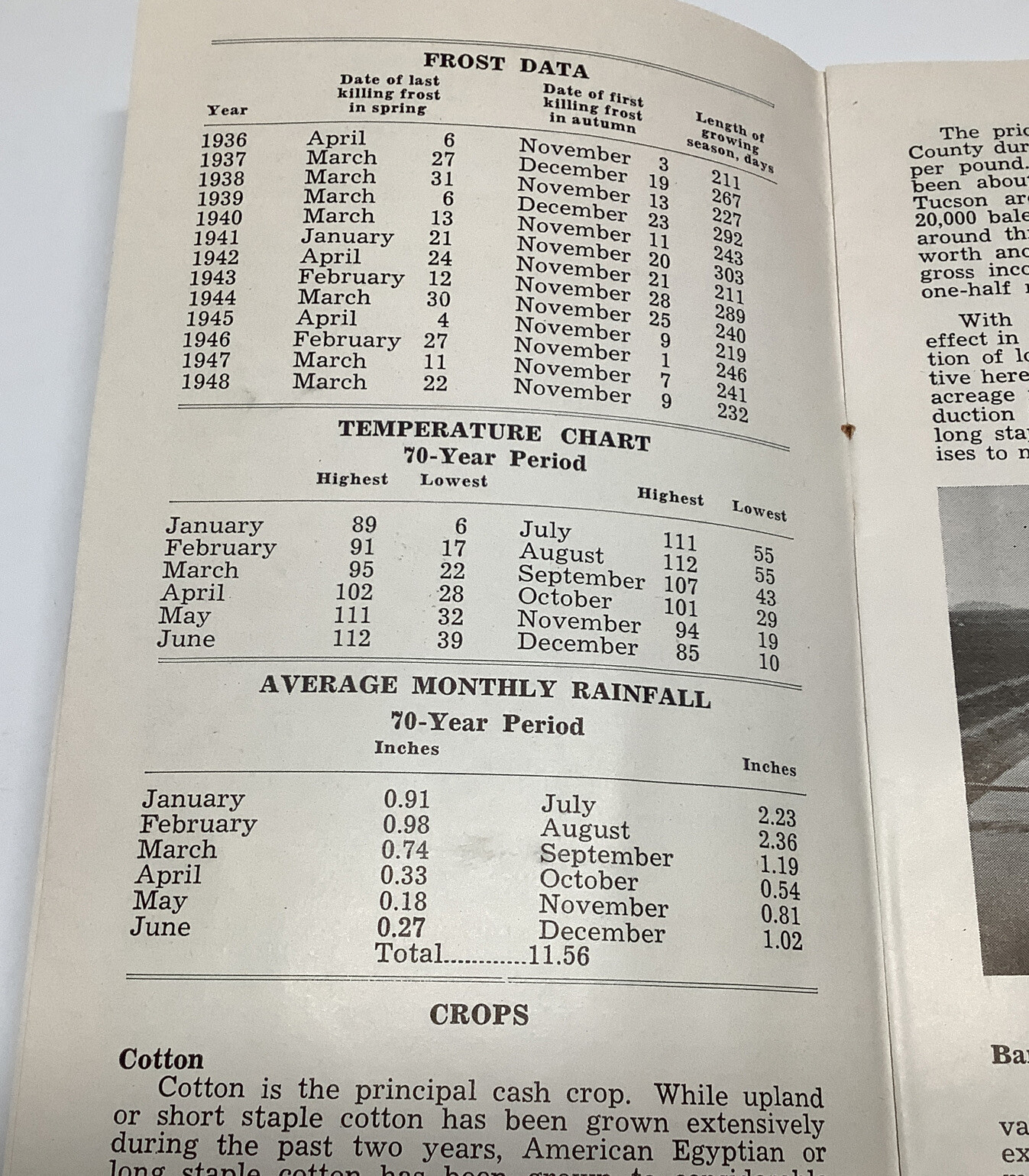 Vintage 1950’s Pima County Arizona Farming & Livestock Informational Bulletin