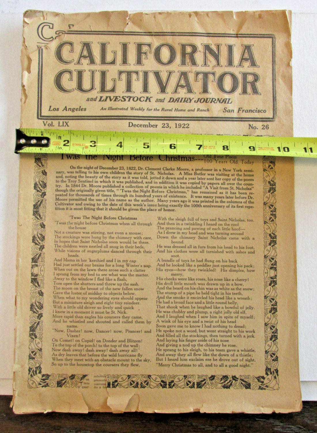 VTG 1922 California Cultivator Livestock Dairy Journal Weekly Rural Home Ranch